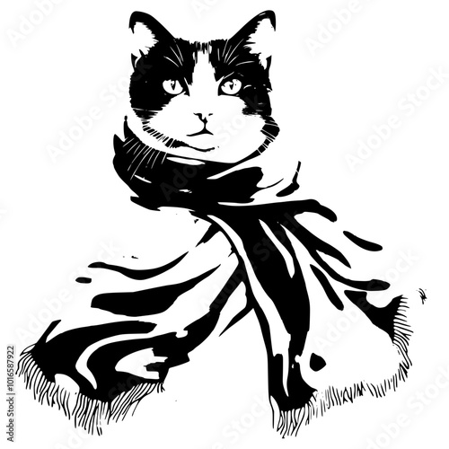 Wallpaper Mural black and white cat Torontodigital.ca