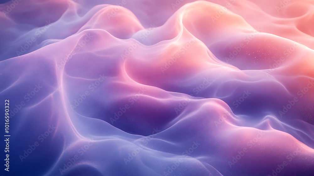 Obraz premium Abstract pink and blue wavy background with soft glow and subtle texture.