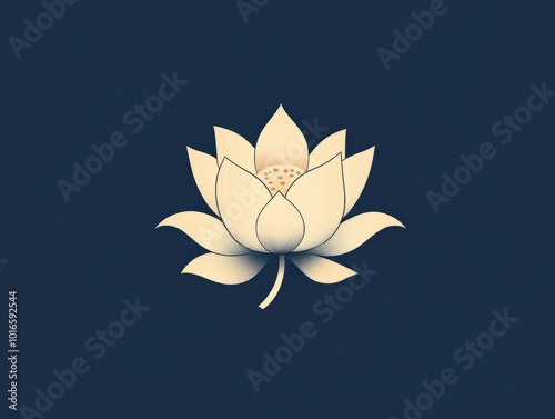 A minimalist lotus vector with only the central petal highlighted, using negative space to create an elegant, subtle design