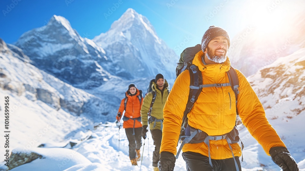 custom made wallpaper toronto digitalFriends of Different Backgrounds Enjoying a Winter Hike in the Mountains