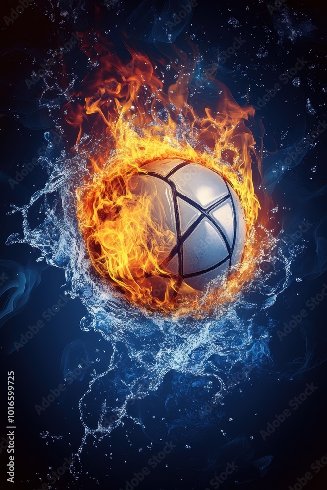 Fototapeta premium Fire & Water Soccer Ball.