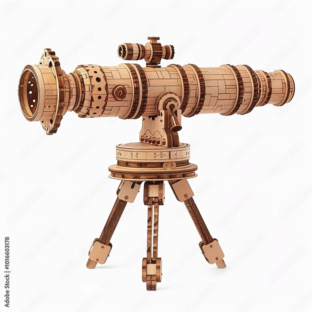 Stellar Gaze: Wooden Stand Supporting Grand Telescope. On White or PNG Transparent Stellar Gaze: Wooden Stand Supporting Grand Telescope. On White or PNG Transparent