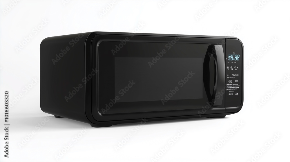 Obraz premium A black microwave oven with a digital display