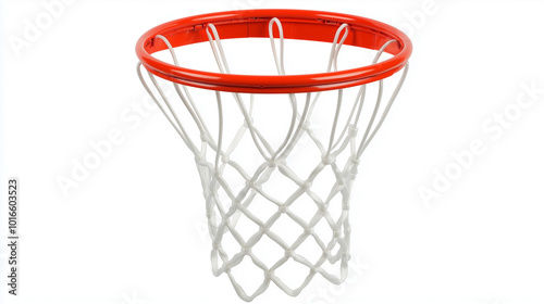 A basketball net with a red rim