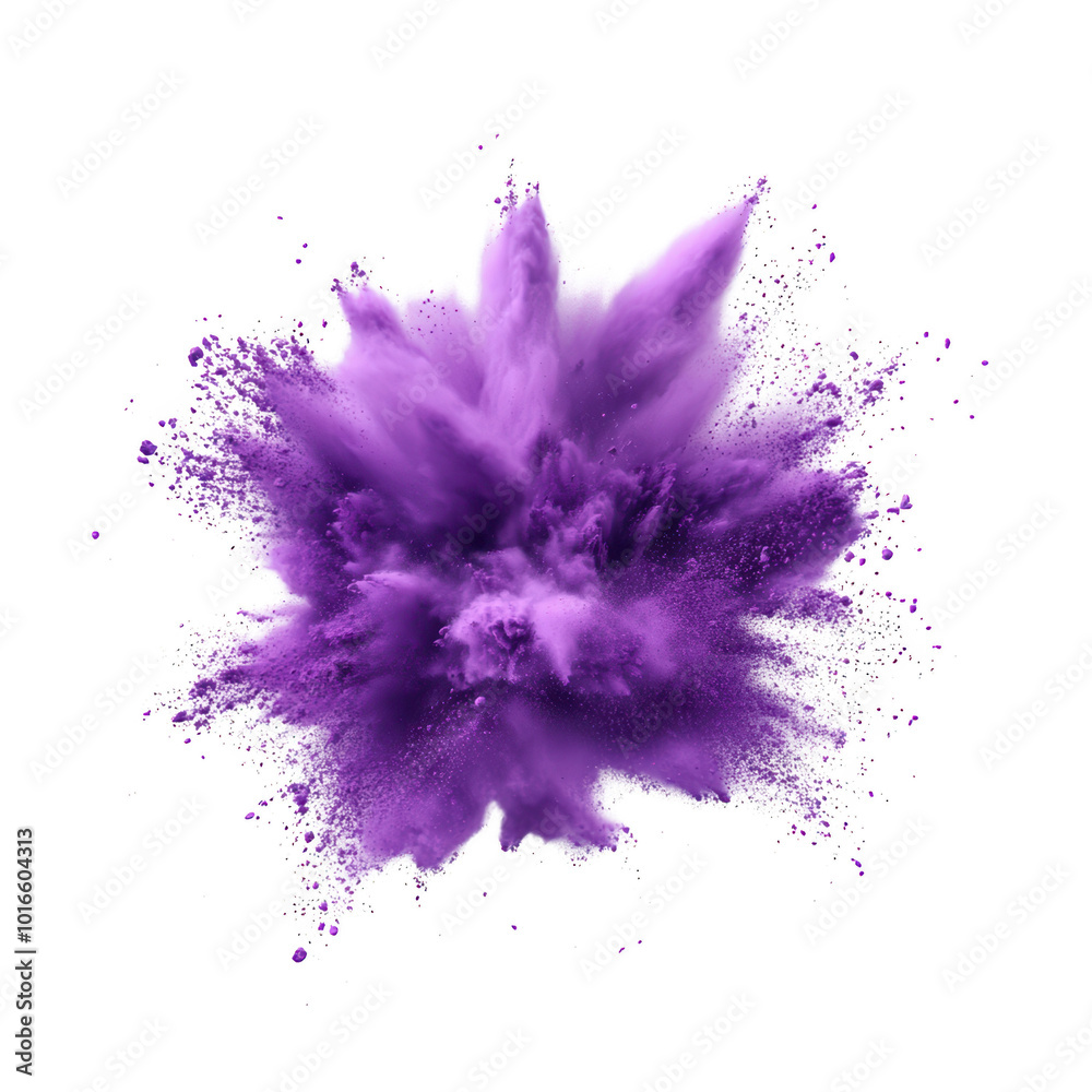Vibrant purple powder explosion isolated on white background Vibrant purple powder explosion isolated on white background