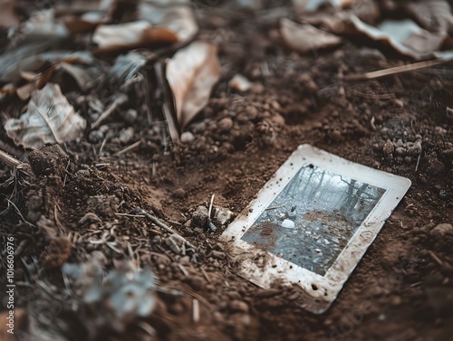 Wallpaper Mural Faded Photograph Lying on Weathered Ground Symbolizing Forgotten Memories and Lost Connections Torontodigital.ca