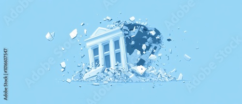 Bank Building Collapsing Illustration