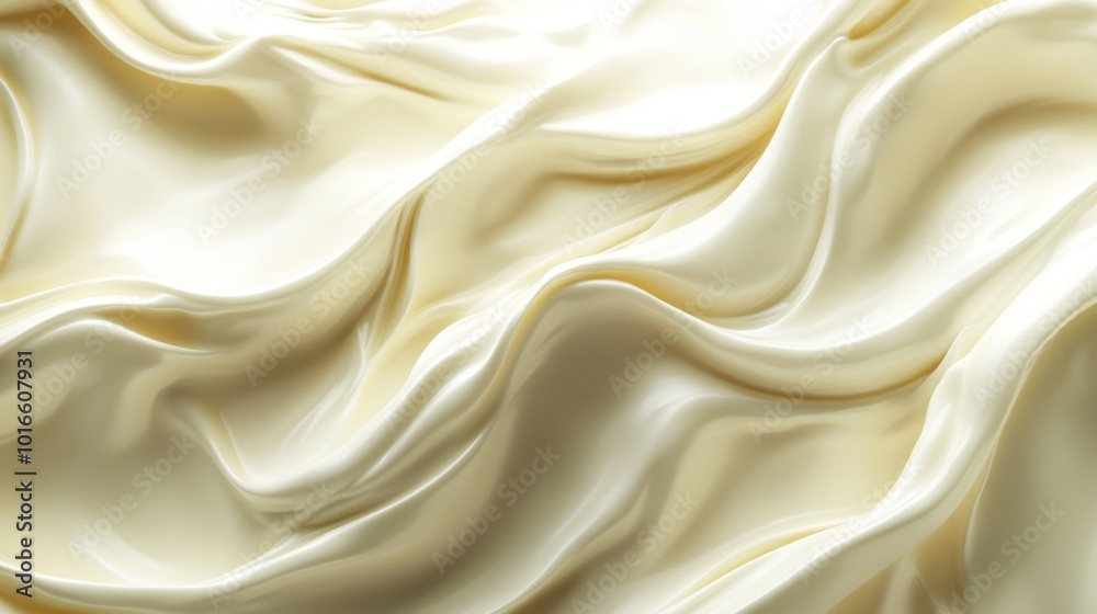 Obraz premium Creamy White Satin Fabric Draped in Gentle Waves