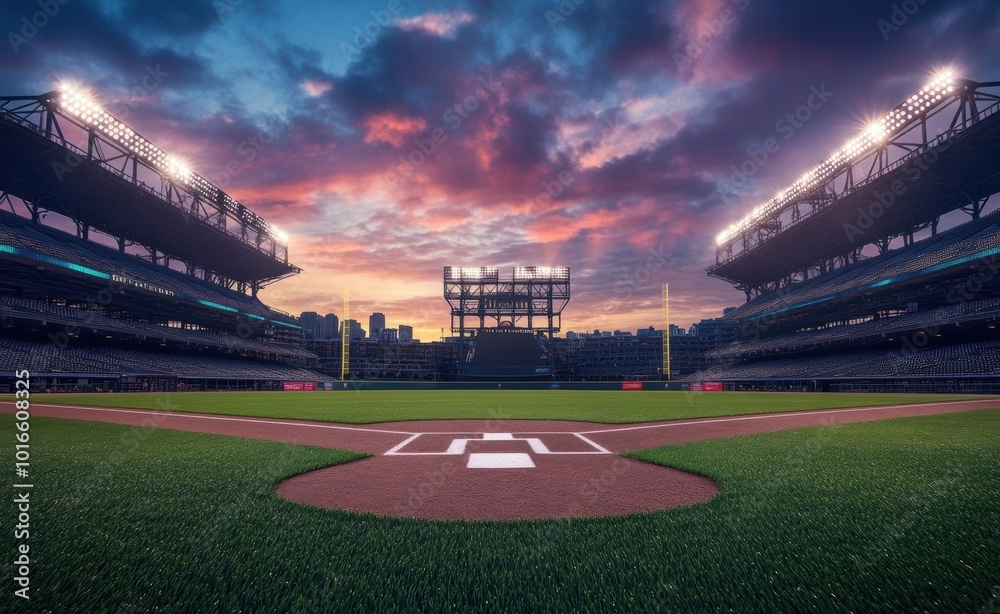Baseball Stadium Sunset. Baseball Stadium Sunset.
