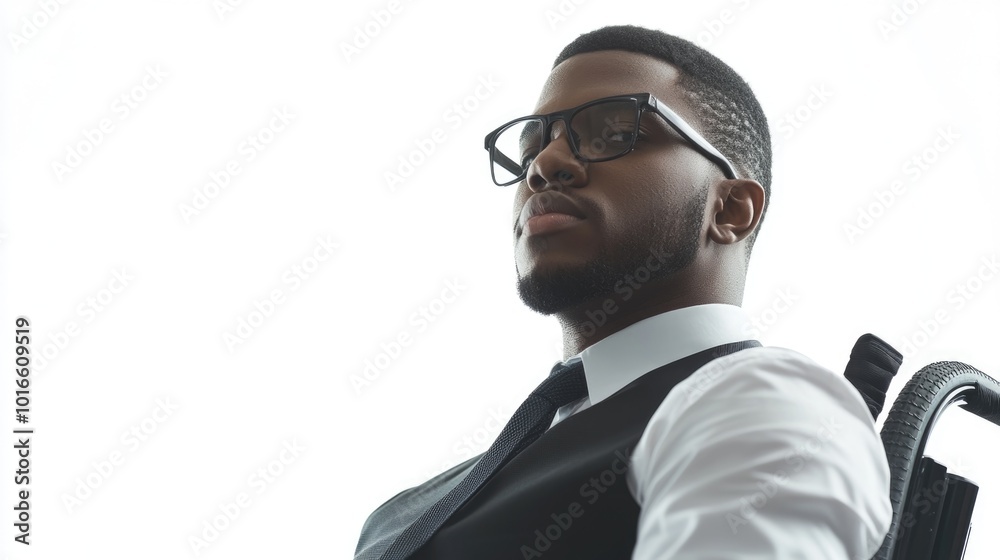 A man wearing a suit and tie sits comfortably in a chair. A man wearing a suit and tie sits comfortably in a chair.