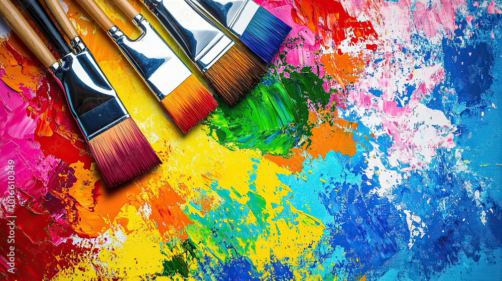 Fototapeta premium Brushes and paintes