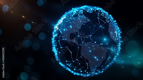 Wallpaper Mural Digital globe with glowing connections, representing global network and communication. Torontodigital.ca