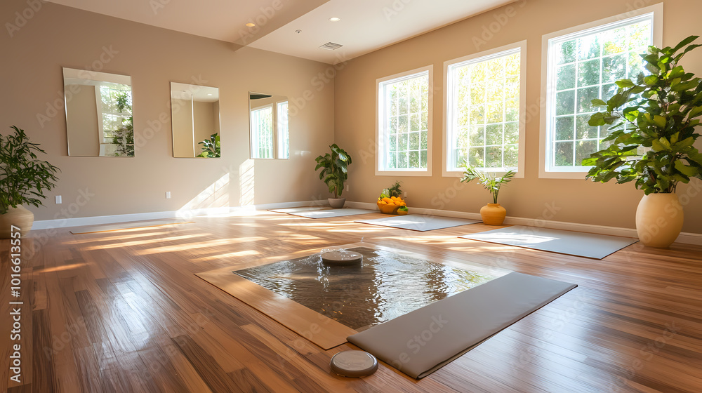 Generative AI, Calming Yoga Studio with Soft Colors and Natural Wooden Floors
Generative AI, Calming Yoga Studio with Soft Colors and Natural Wooden Floors