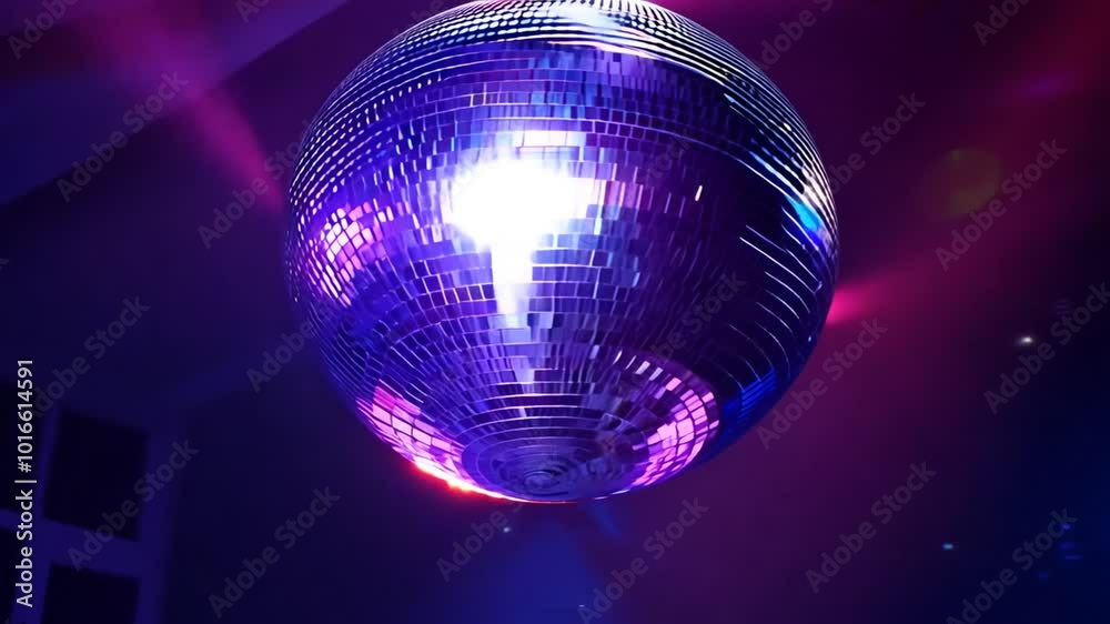 disco ball with mirror surface and bright rays, hanging on ceiling, night party 4K video background disco ball with mirror surface and bright rays, hanging on ceiling, night party 4K video background