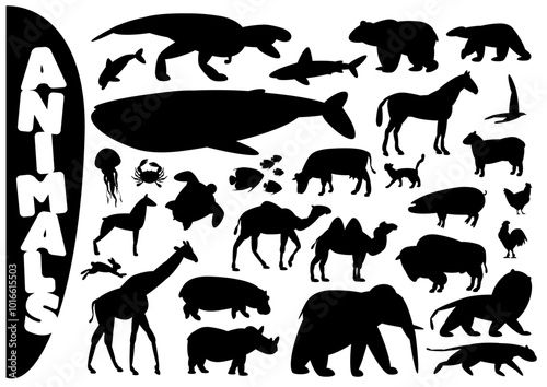 Pictogrammes d'animaux à base d'une seule forme graphique