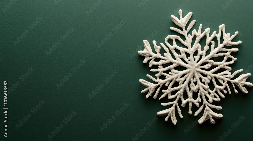 A snowflake Christmas icon in white on a green background, featuring intricate details for a wintery feel. A snowflake Christmas icon in white on a green background, featuring intricate details for a wintery feel.