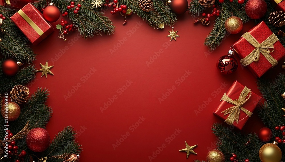 Sfondo rosso con decorazioni dorate e rosse, che lasciano spazio al testo. Immagine ripresa dall'alto Sfondo rosso con decorazioni dorate e rosse, che lasciano spazio al testo. Immagine ripresa dall'alto