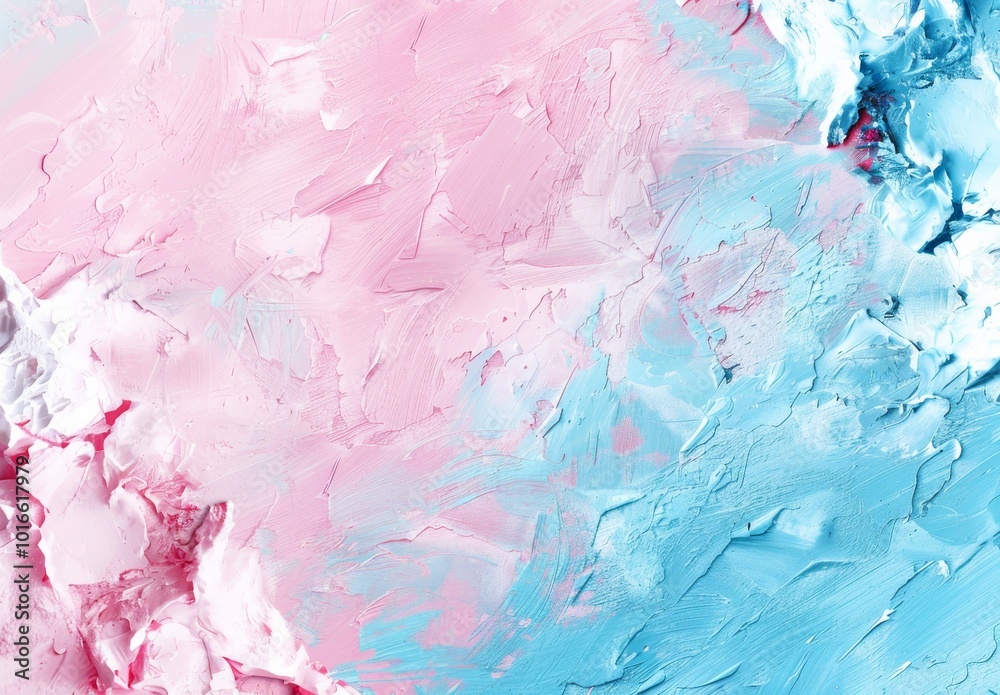 Fototapeta premium Abstract pastel pink and blue gradient background with a grainy texture. Soft, blurred wallpaper