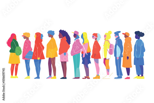 inclusive voting queue isolated illustration