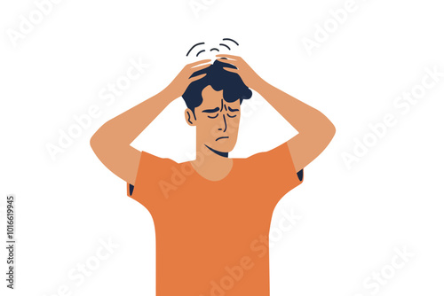 man having Headache isolated illustration