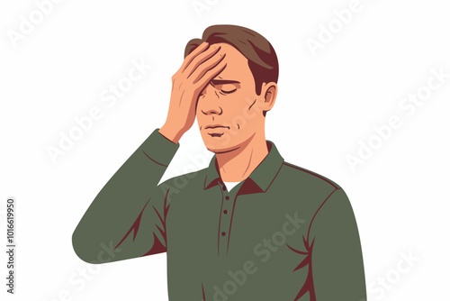 man having Headache isolated illustration