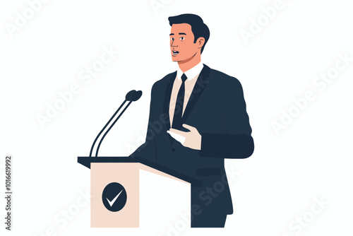 man in a suit giving speach isolated illustration