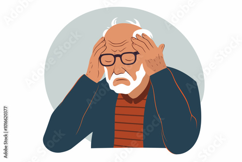 old man having Headache isolated illustration