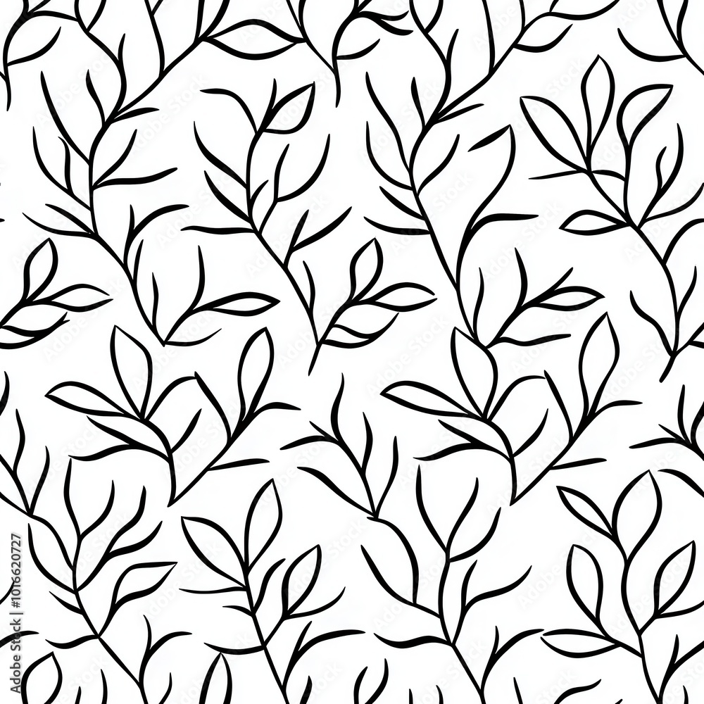 Fototapeta premium Minimal Hand-Drawn Flower Pattern Design