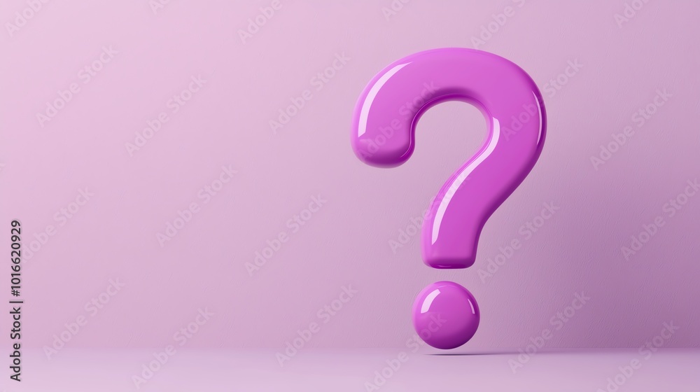 A vibrant pink question mark on a soft purple background, symbolizing inquiry and curiosity. A vibrant pink question mark on a soft purple background, symbolizing inquiry and curiosity.