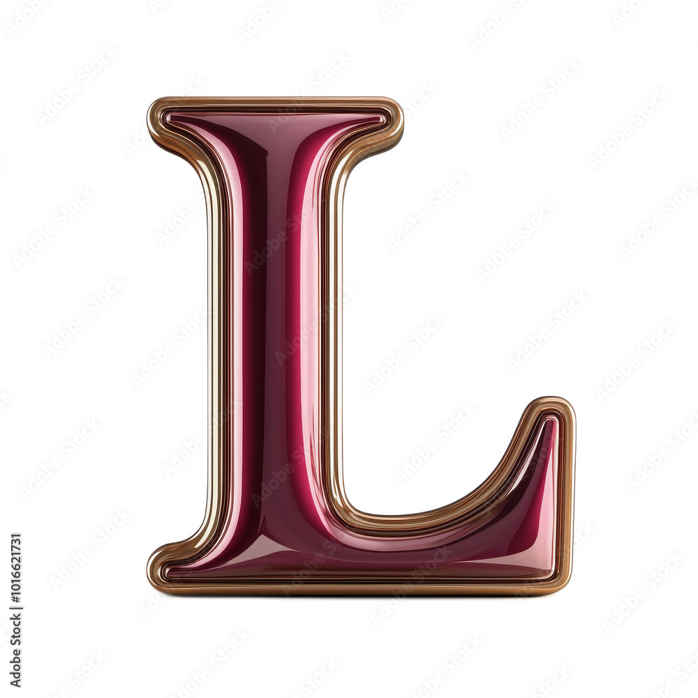 Glossy Red Letter L with Elegant Curves Glossy Red Letter L with Elegant Curves