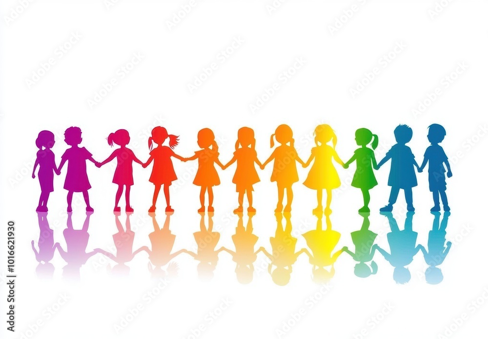 Rainbow Kids Holding Hands. Rainbow Kids Holding Hands.