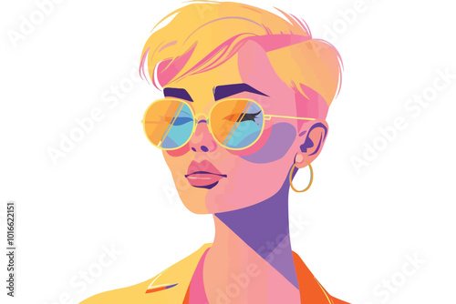 Portrait of a fashionable non binary person isolated illustration