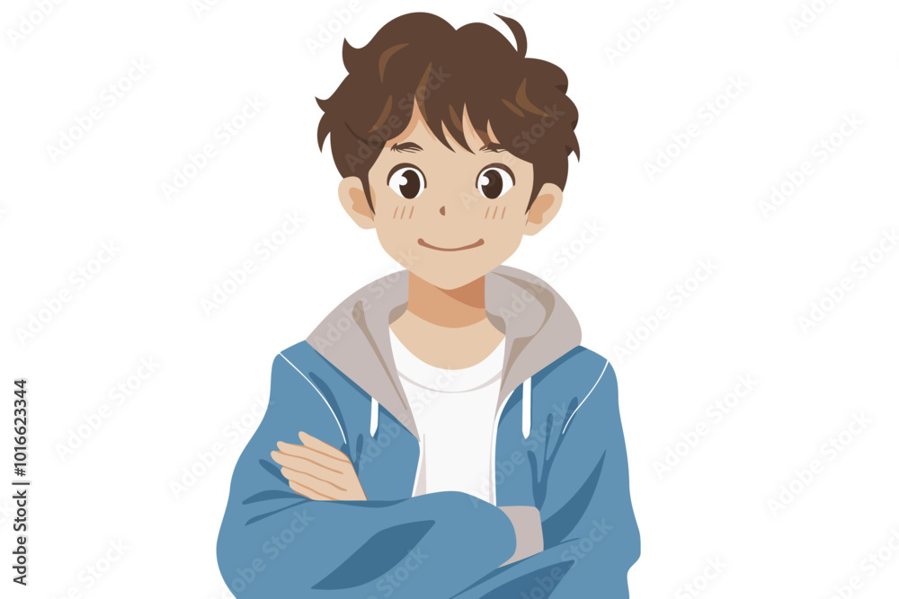 teen boy with crossed hands isolated illustration teen boy with crossed hands isolated illustration