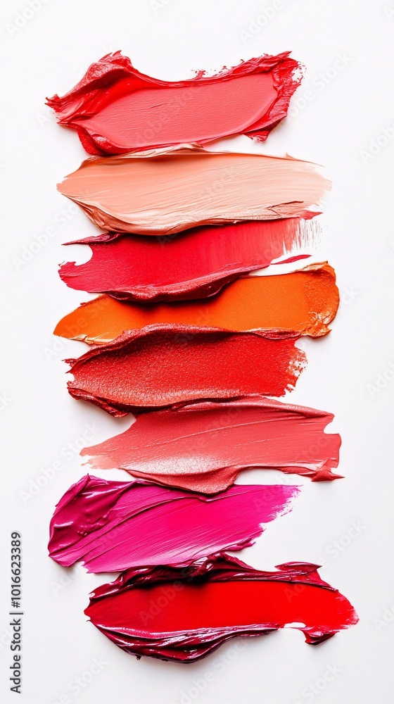 Fototapeta premium Colorful paint swatches on white background.