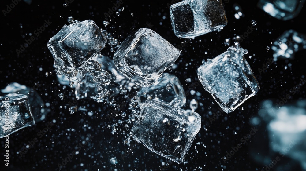 A bunch of ice cubes floating on the surface of water. A bunch of ice cubes floating on the surface of water.