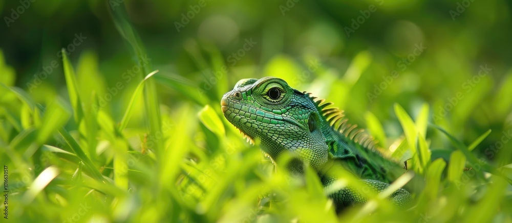 Obraz premium Lizard Found in Green Grass