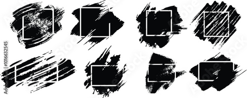 Black grunge with frame. Vector black painted  shapes. Dirty artistic design elements, boxes, frames for text. vector eps10