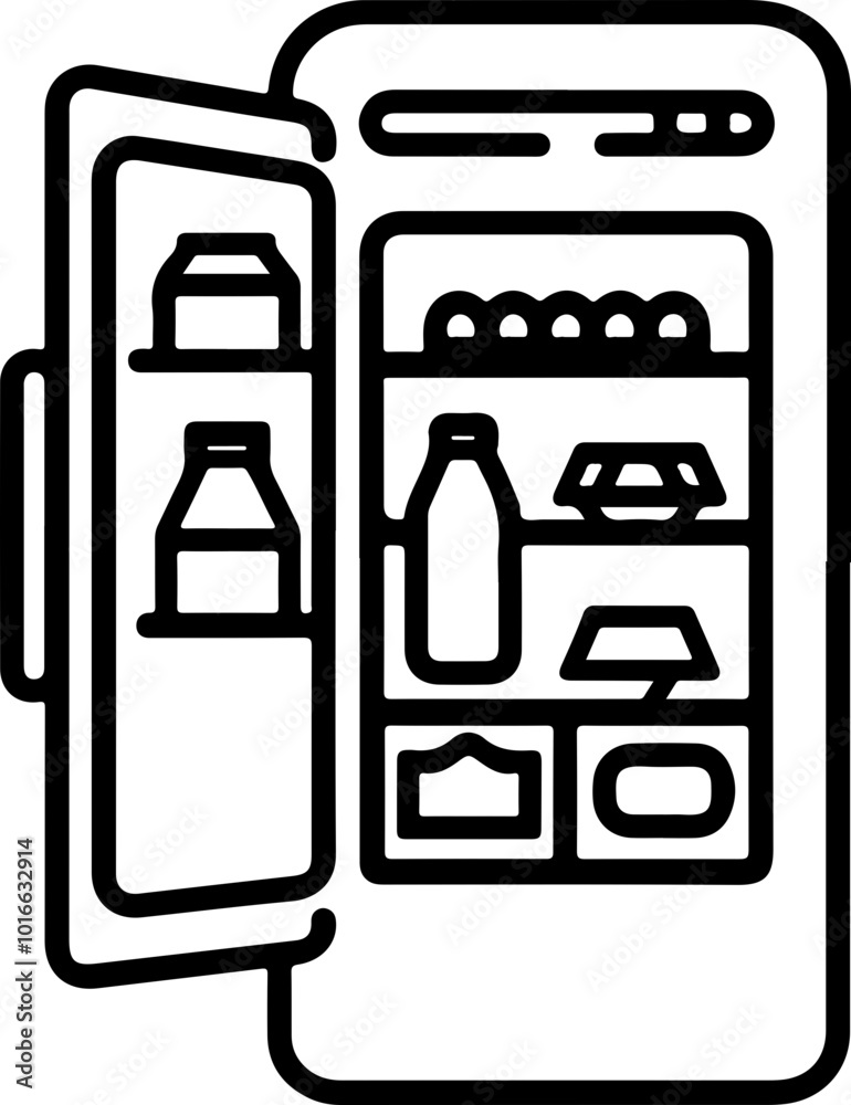 Minimalist Vector Illustration of a Refrigerator Interior Minimalist Vector Illustration of a Refrigerator Interior