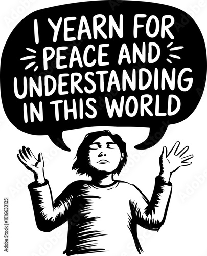 Vector Illustration of Peaceful Yearning for Understanding