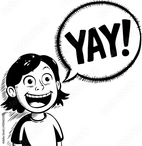 Vector Illustration of Happy Child with Yay Expression