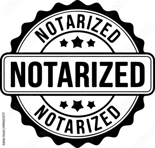 Vector Notarized Seal with Bold Text and Stars