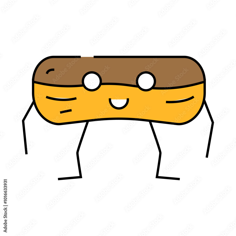 eclair dessert character line icon vector. eclair dessert character sign. isolated symbol illustration eclair dessert character line icon vector. eclair dessert character sign. isolated symbol illustration