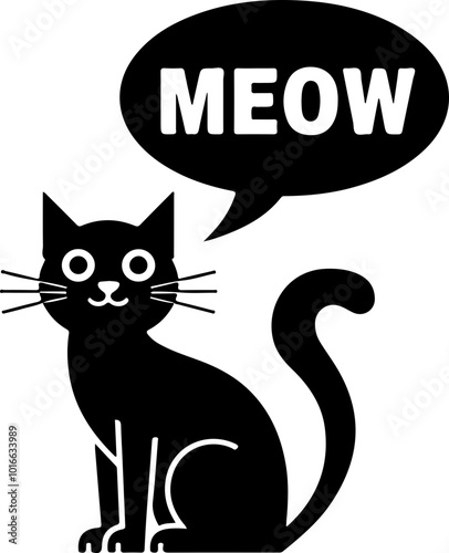 Vector Illustration of a Cat with Speech Bubble