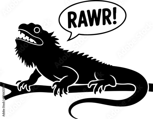 Vector Illustration of a Lizard Saying 'RAWR!'