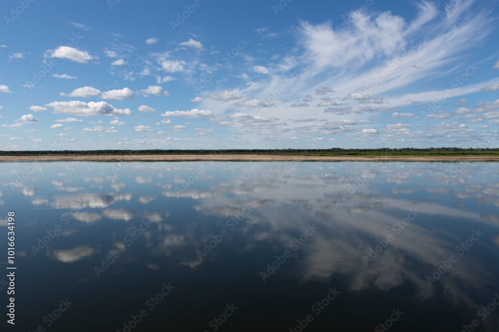 Russia Krasnoyarsk Krai Yenisei cloudy summer day Russia Krasnoyarsk Krai Yenisei cloudy summer day
