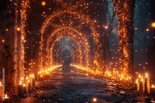 Christmas light hallway for a wedding