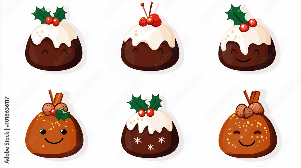 Fototapeta premium Christmas pudding sticker set