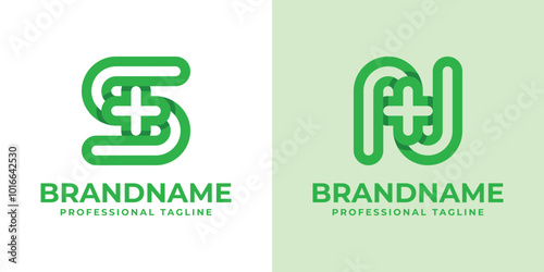 Letter S or N Medical Cross Logo, for Medical Cross or Pharmacy business with S or N initial