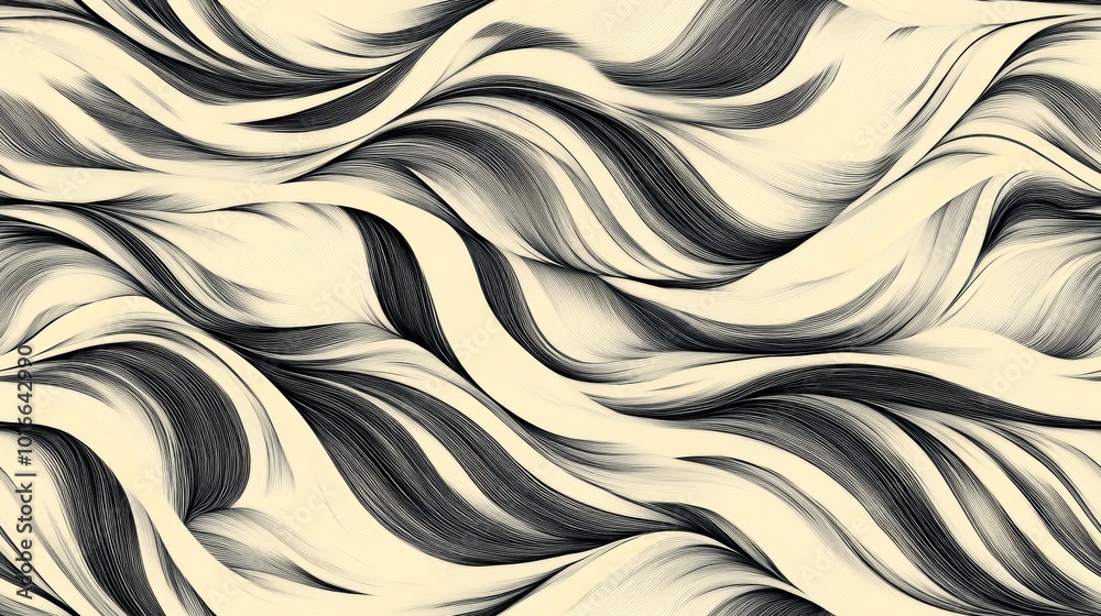 Abstract Seamless Background with Flowing Black and White Lines for Modern Design and Artistic Projects Abstract Seamless Background with Flowing Black and White Lines for Modern Design and Artistic Projects