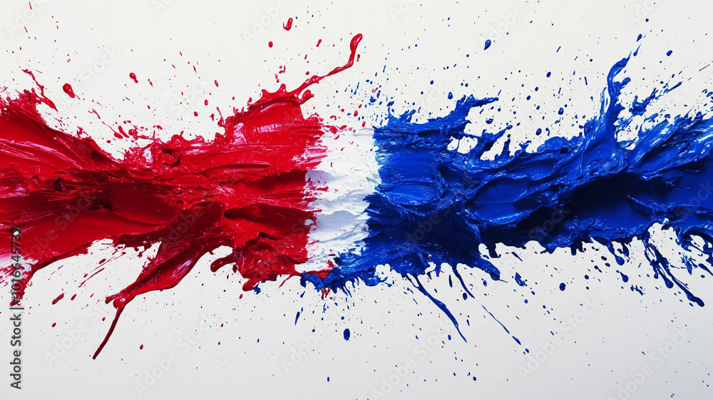 Red and blue paint splashes isolated on white background Red and blue paint splashes isolated on white background